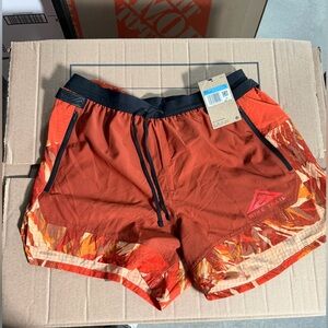 Nike Rust Orange and Black Trail Running Shorts